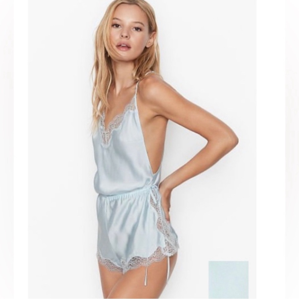 Satin & Lace Lace-up Romper
